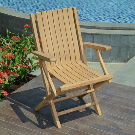 Fauteuils de jardin pliants en teck karimun (lot de 2) - Naturel