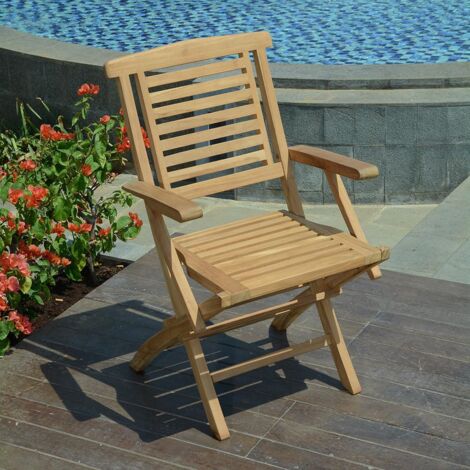 Fauteuils de jardin pliants en teck massif Barbade (lot de 2)