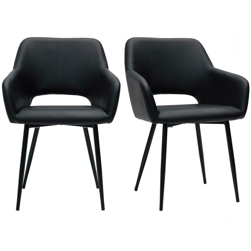 Miliboo - Chaises noires et métal noir (lot de 2) laurette