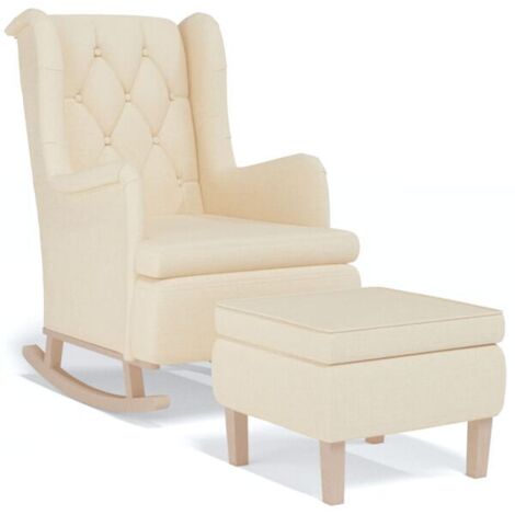 Fauteuils et tabourets à bascule, tissu beige.