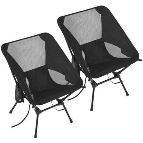 Fauteuils Pliants Réglables, Lot de 2, Chaises de Plage avec 2 Poches, pour Voyage, Supporte 150 kg, Noir