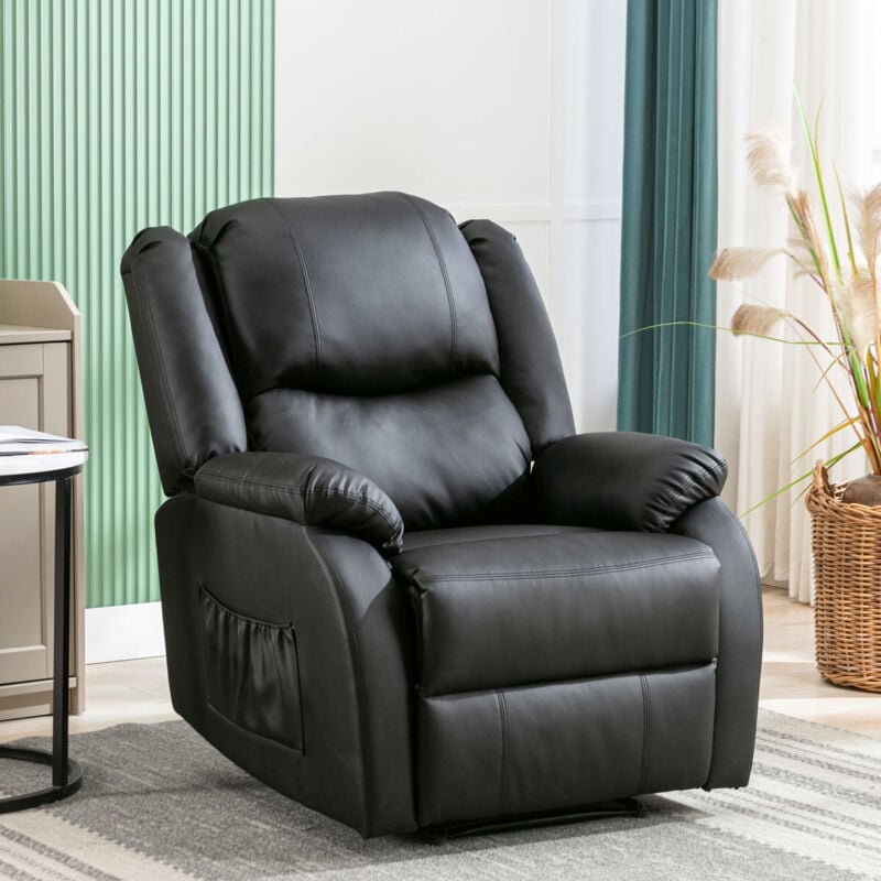 Yoleo - Fauteuils Relax simple en Cuir PU,Fauteuil tv avec repose-pieds,Fauteuil d'appoint,Fauteuil réglable manuel,Super confortable,Noir