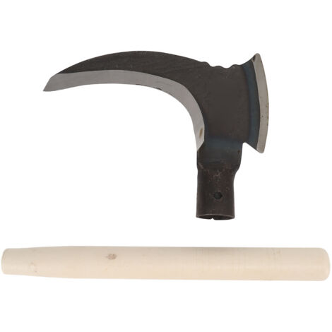 Faux double en acier au manganèse pour couper herbe et branches, manche en bois, outil de jardinage multifonction.
