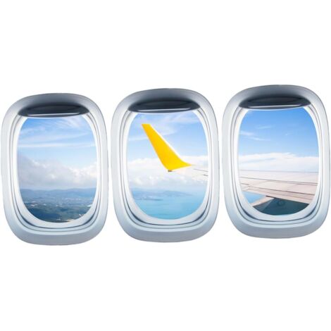 Faux Fentre Sticker Mural Avion Dcoration Murale Autocollant