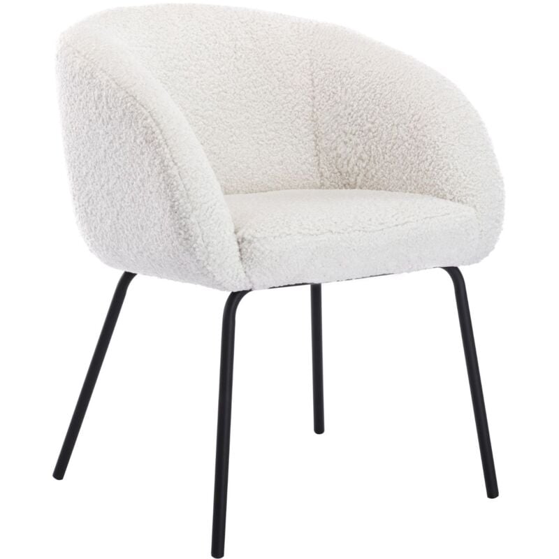 Wahson Office Chairs - Armchair in Faux Fur Modern Wingback Occasional Tub Chair with Metal Legs Vanity Chair for Bedroom Living Room, White, Washon