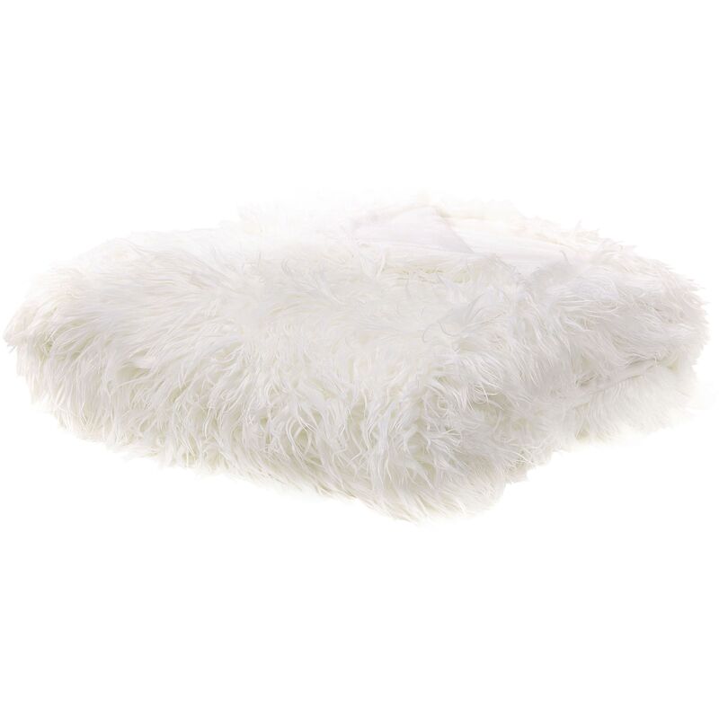 Modern Bedding Throw Polyester Fabric Shaggy Fuzzy Bedroom White Delice