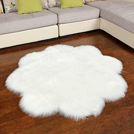 Faux lambskin sheepskin rug (60 x 60 cm) living room bedroom children's room / As a faux bed rug or mat for chair sofa