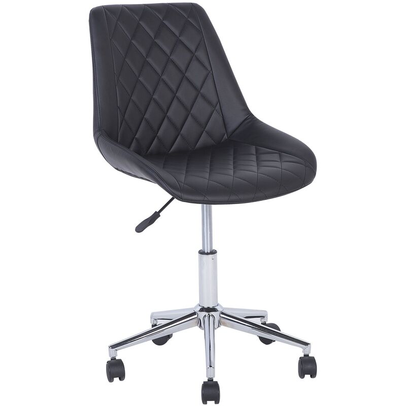 Modern Faux Leather Desk Chair Office Swivel Adjustable Chromed Legs Black Maribel