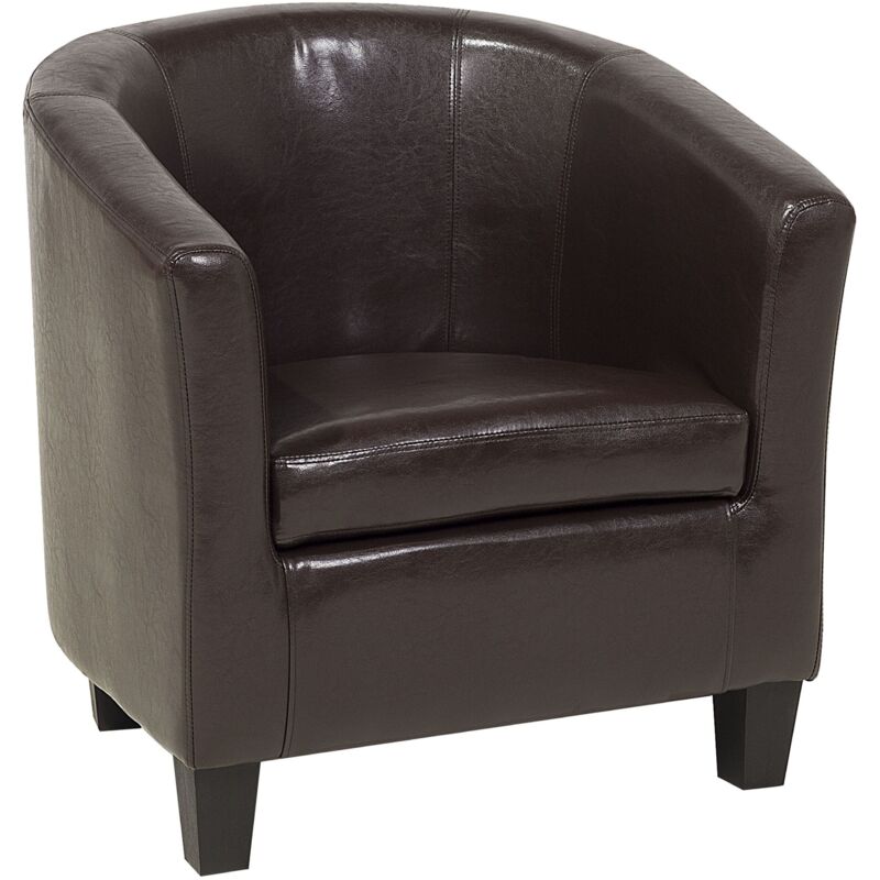 Beliani Armchair Borwick Faux Leather Dark Brown