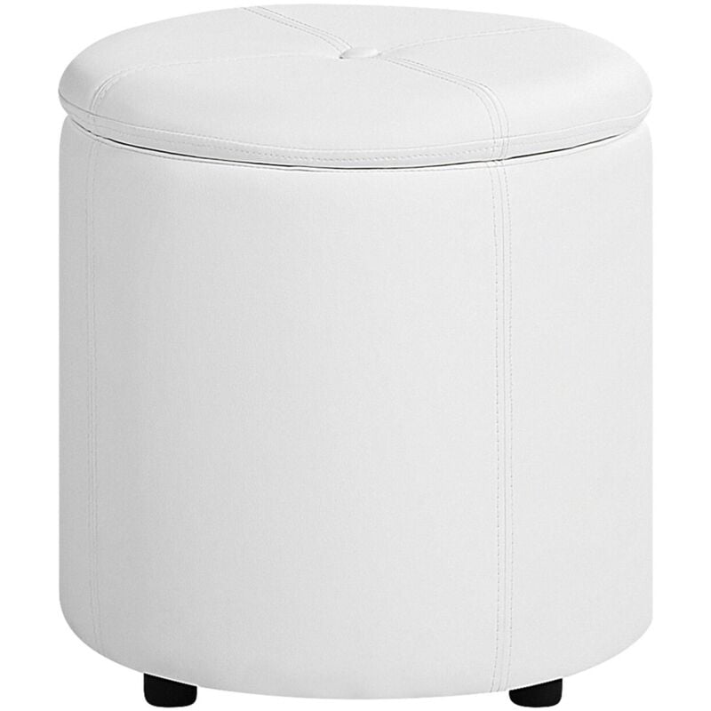 Modern Faux Leather Round Pouffe Stool White Living Room Bedroom Maryland