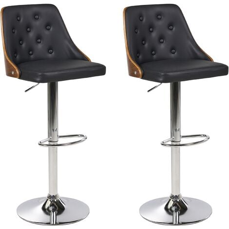 Faux Leather Swivel Bar Stool Black VANCOUVER