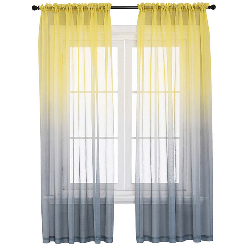 Faux Linen Ombre Sheer Curtains Voile Semi Sheer Curtains for Bedroom Living Room Set of 2 Curtain Panels£¨52*63in£©,model:Grey 52W X 63L in