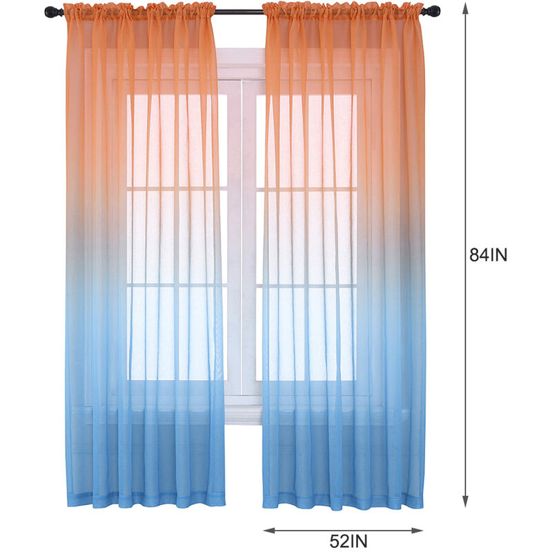 

Cortinas transparentes Ombre de lino sintetico, cortinas semitransparentes de gasa para dormitorio, sala de estar, juego de 2 paneles de cortina （52