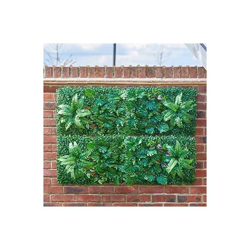 Marco Paul - Faux Living Wall Panel 60 x 40cm Trellis Leaves & Flowers Artificial Leaf Trellis Panel Spring & Summer Garden Decoration Climbing Faux