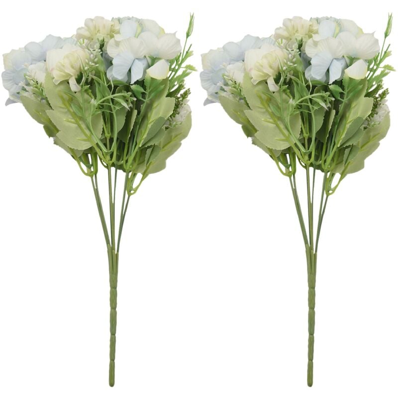 Faux Pivoine Tissu de Soie Hortensia Bouquet DéCoration Oeillet RéAliste Arrangement de Fleurs DéCoration de Mariage DéCoration de Table 2 (Vert)