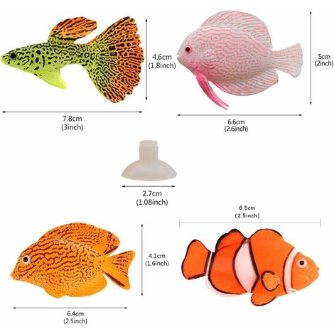 Faux Poissons Tropicaux Faux Poisson en Silicone pour Aquarium D&eacutecor D'aquarium Faux Poisson Rouge pour Fish Tank D&eacutecoration Artificielle Fish Aquarium Toy Fish Tank (4 Pi&egraveces)