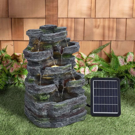 Faux Rock Garden Fountain with Lights