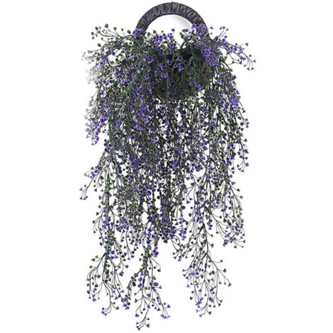 Faux Saule de l'Amirauté 77cm en Plastique Réaliste, Décoration Murale pour Bureau et Salon Violet