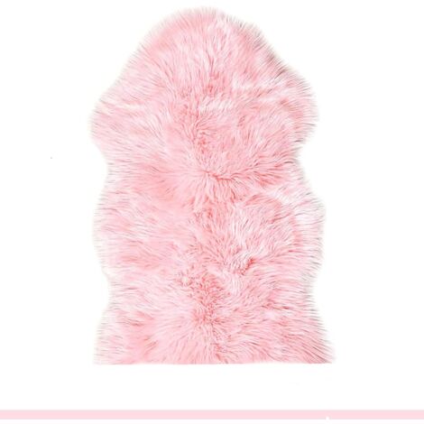 Faux Sheepskin, Cozy Feel Like Real Wool Faux Fur Rug, Fluffy Soft Longhair Decorative Chair Cushion Sofa Mat (Pink, 60 x 90 cm) Pink 60 x 90 cm