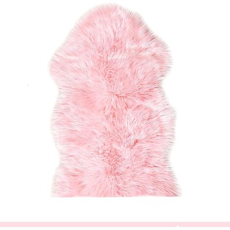 Faux Sheepskin, Cozy Feel Like Real Wool Faux Fur Rug, Fluffy Soft Longhair Decorative Chair Cushion Sofa Mat (Pink, 60 x 90 cm) Pink 60 x 90 cm