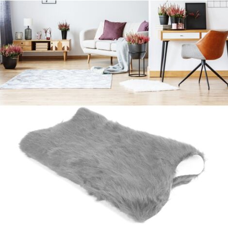 Faux Sheepskin Rug Polyacrylonitrile Fibre + Artificial Leather Modèle FR-SSR-60/40 Gris 40x60cm Tapis Décoratif Doux