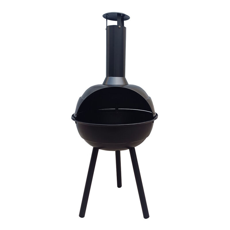 Favex - Brasero Boule Cheminée d'extérieur - Bûches & Charbon et bois - Brasero rond de jardin, terrasse - Sur Pieds - Structure Acier peint - Noir