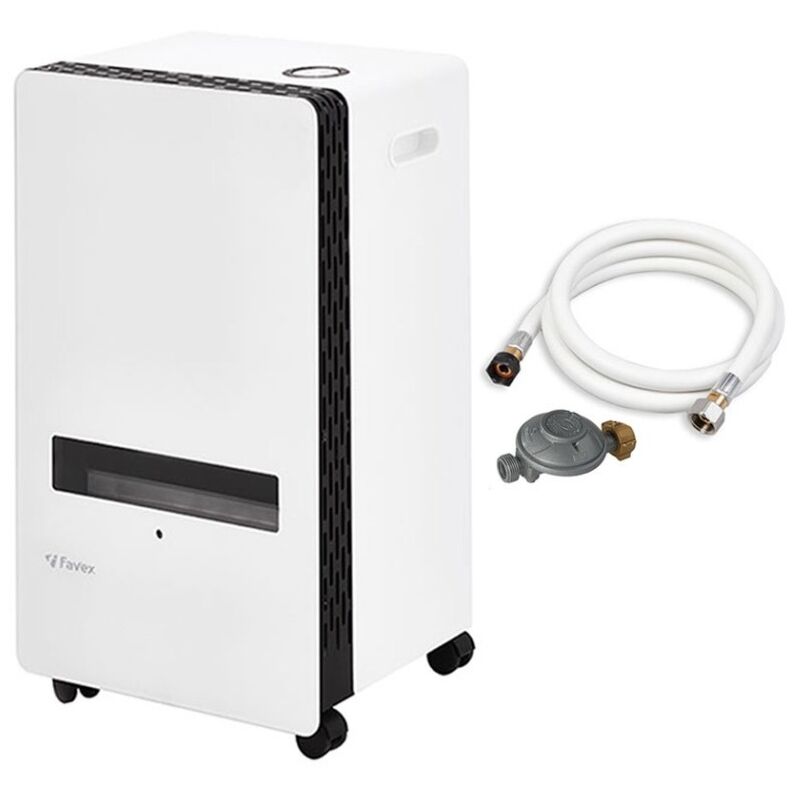 FAVEX - Chauffage d'appoint à gaz infrableu Harbin - Prêt à l'emploi livré avec tuyau et détendeur - Intérieur - Brûleur Inox Infra Bleu - 3