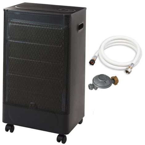 Favex – Chauffage d'appoint à gaz catalyse – 3 puissances de chauffe jusqu'à 30 m² – Brûleur céramique – Allumage piézo électrique – Noir