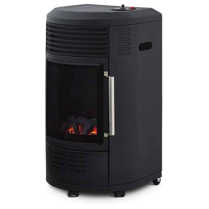 Favex - Chauffage d'appoint à gaz Volga - Intérieur - Infrableu effet feu de cheminée - 6 puissances de chauffe Thermostat - Jusqu'à 40 m² - Noir