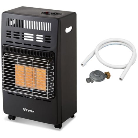 Poêle à gaz fonte véritable Effet poêle à bois 3.4 KW Noir mat Chauffage  d'appoint UNIVERSAL