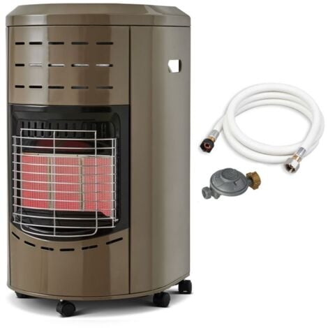 FAVEX - Chauffage d'appoint gaz Calgary Taupe - Prêt à l'emploi livré avec Tuyau et détendeur - Intérieur - Brûleur céramique Infrarouge - 3 Puissances de Chauffe - Jusqu'à 40 m², Acier