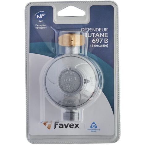 Favex – Détendeur gaz butane 28mb – Pression de détente 28 mb – Raccordement flexible pour appareils non fixes – Modèle sc k/697b
