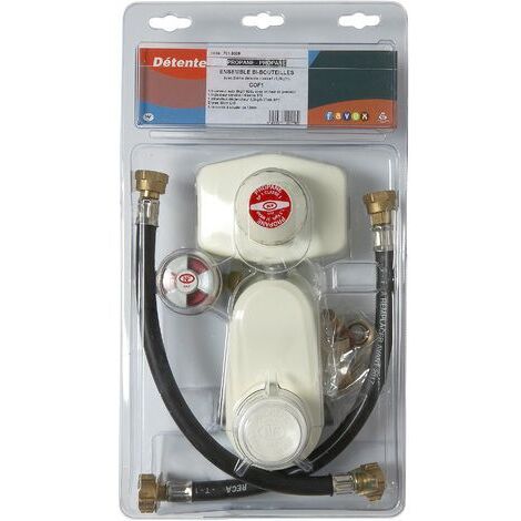 Favex – Kit propane bi-bouteille – Détendeur 1.3kg/h – Vanne 1/4 de tour – Lyres 35 cm – Pression 37 mbar pour raccordement sécurisé - 37mbar