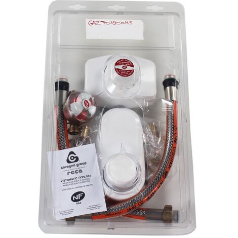 Favex – Kit propane bi-bouteille – Détendeur automatique 1,3 kg/h – Pression 37 mbar – Lyres inox 35 cm pour installation sécurisée - 37mbar