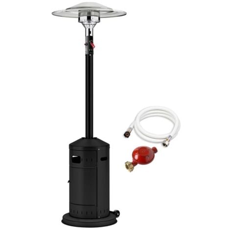 FAVEX - Parasol chauffant à gaz - Cosy Élégance Noir - Extérieur - Prêt à l'emploi livré avec tuyau et détendeur - 3 à 8 KW - 12 m² - 76 x 76 x 218 cm