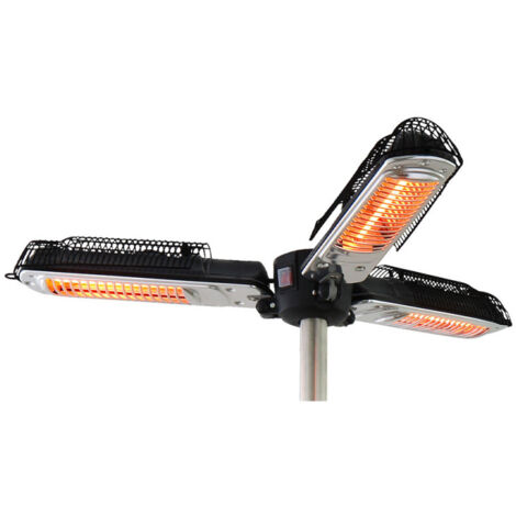 Favex – Chauffage électrique extérieur 2000W – 3 positions de chauffe – Technologie infrarouge – Adaptable sur mât 25-60mm – Dimensions 100x100x8cm