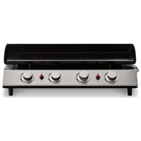 FAVEX - Plancha Bahia 4 feux Cooking Box - Surface cuisson 80 x 36 cm - 4 brûleurs ronds Inox - Plaque acier émaillée - Piezo mécanique - Récupérateur de graisse - Jusqu'à 10/12 convives - 10 kW