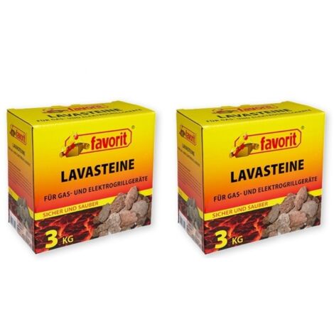 FAVORIT 2er Set Lavasteine – für Gas- und Elektrogrill (2 x 3kg Karton)
