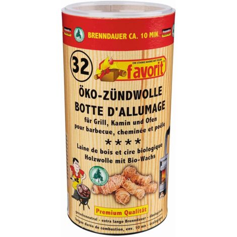 Favorit Anzündwolle für Kamin, 32 Stück, Anzünder, Ofenanzünder, Kohleanzünder