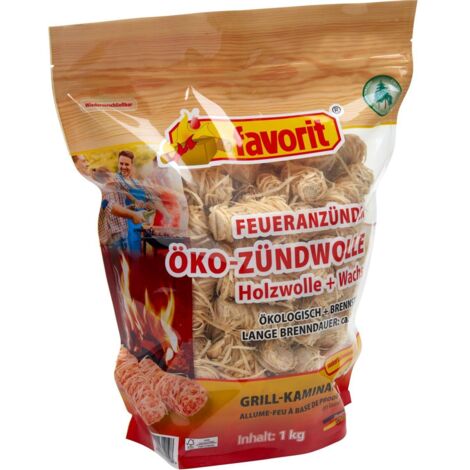 Favorit Anzündwolle für Kamin, 64 Stück, Anzünder, Ofenanzünder, Anzündwürfel