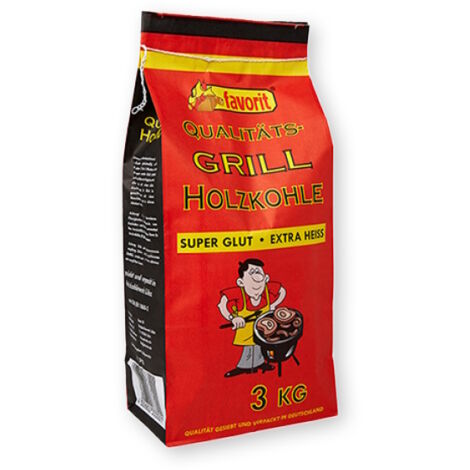Favorit Grill Holzkohle 3 kg Sack, grosse Körnung, brennt schnell an