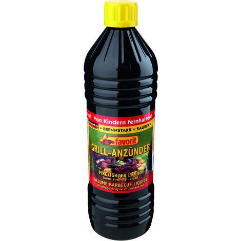 Favorit Grillanzünder flüssig 1000 ml Anzünder brennstark, für Grill und Ofen