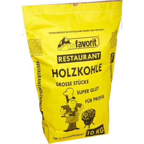 Favorit Restaurant - Carbón vegetal 10 kg (calidad premium, mayor tiempo de combustión, tamaño de grano especialmente grande + súper brasas)
