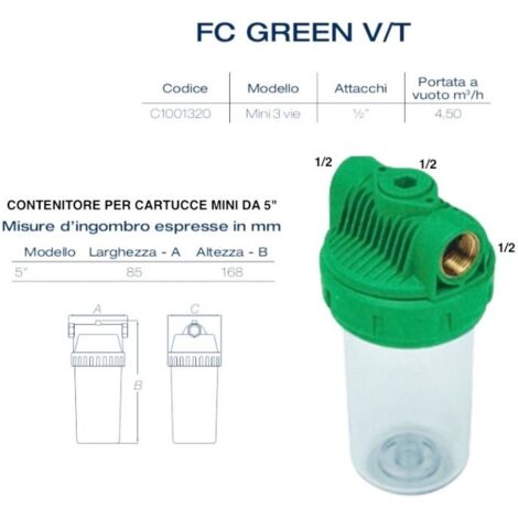 FC GREEN V/T da 1/2" Contenitore per cartucce serie plastica C1001320