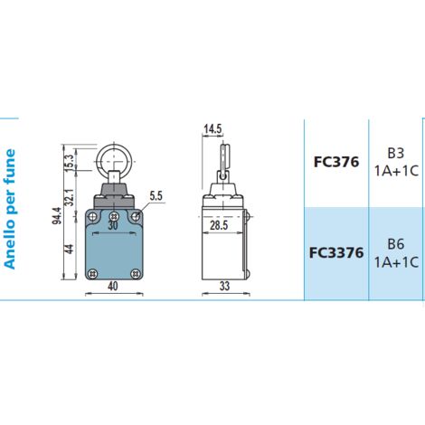 FC3376 Interruttore di Posizione azionamento con fune Finecorsa