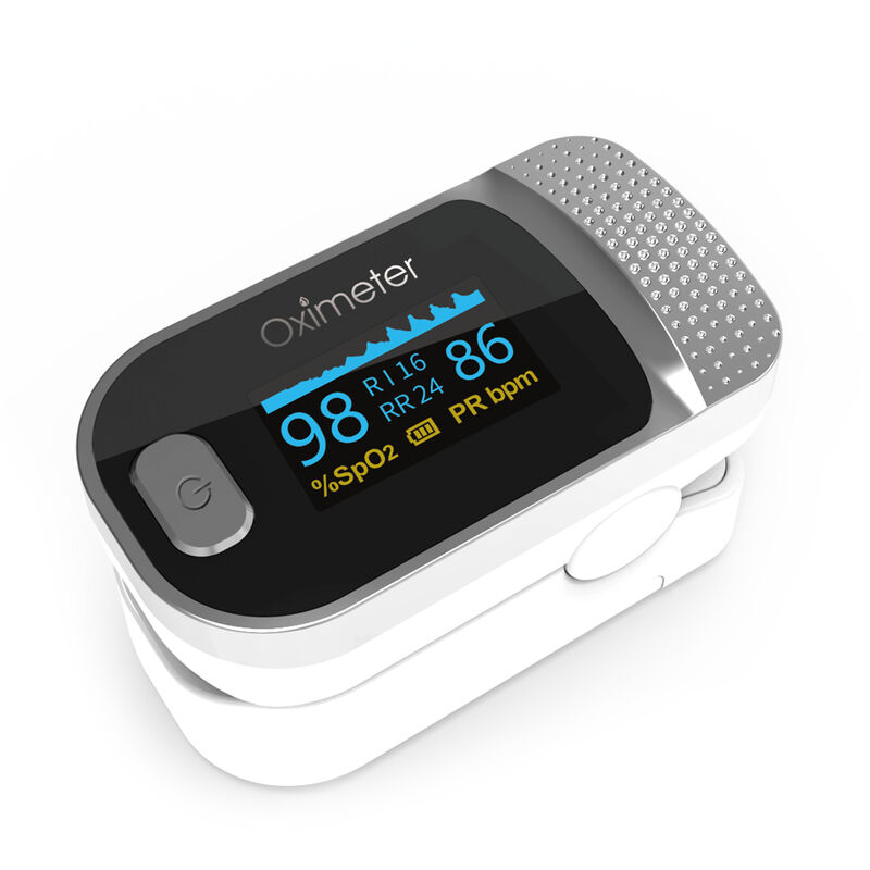 Memkey - fda Oxymètre de pouls digital pour la mesure de la saturation en oxygène dans le sang et le pouls, 59 x 30 x 29 mm, 41 gr, blanc et argent