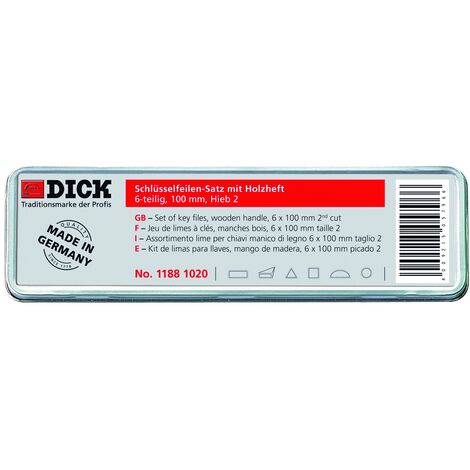 F.DICK Schlüsselfeilensatz, 6-teilig (Hieb: 2 Länge: 100mm Holzgriff in Dose)