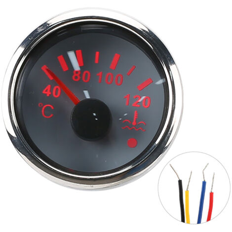 Fdit Jauge de Température de l'eau de Refroidissement, Alarme 2 Pouces, étanche, Capteur 12V/24V 0-190ohm, Installation Simple, Cadran Blanc (Cadran Blanc).