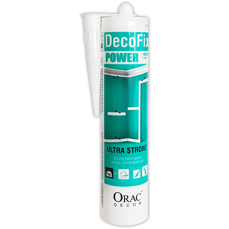 DecoFix power Installation adhesive 290 ml extra strong glue Orac Decor FDP700 exterior applications damp enviroments - white