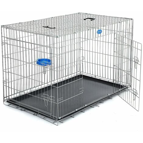 FEANDREA 2 Portes Cage Pour Chien - Pliable et Transportable - avec Poignée et Plateau XXL: 122 x 76 x 81cm par SONGMICS